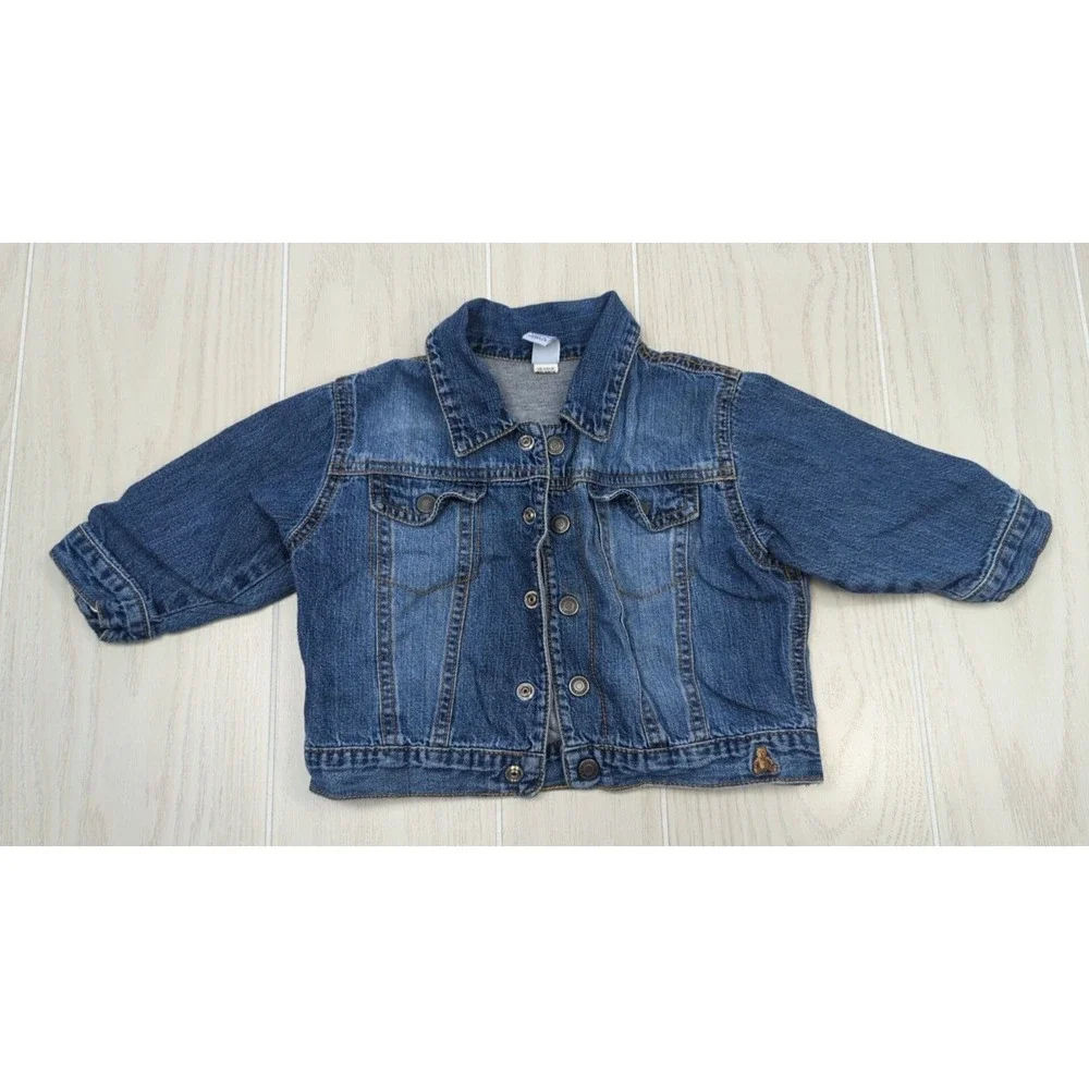 Baby Gap 6-12‎ months denim blue jean jacket gray lined vintage 2005